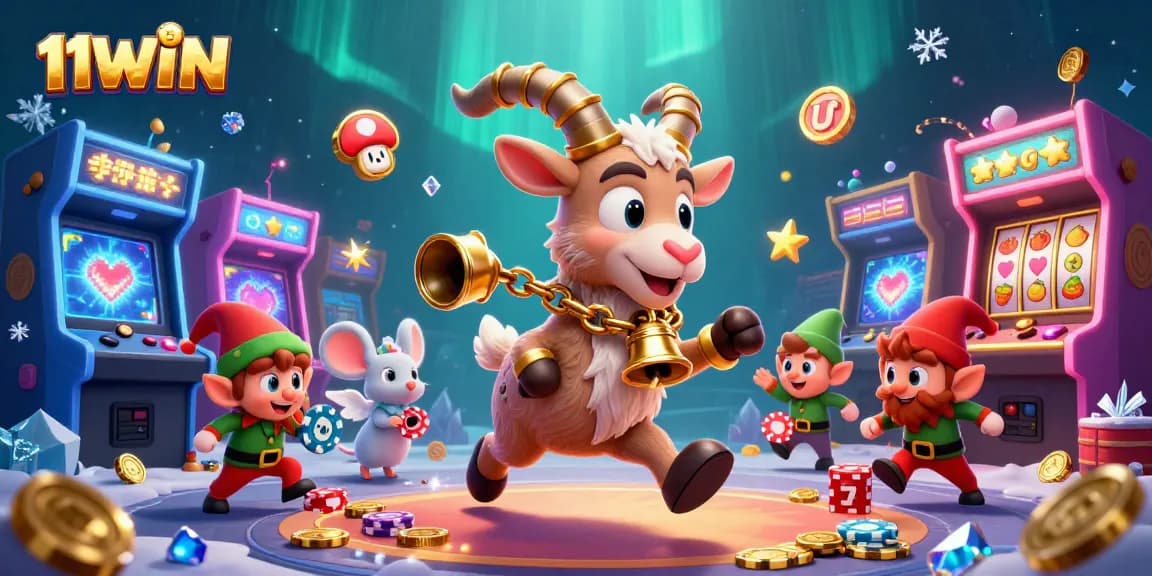 Join the festive 11WIN casino as the Krampus goat and angels manage the chaotic holiday fun!