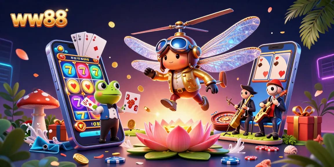 Engage with exciting slot games at ww88 featuring colorful animations, gold coins, and dynamic casino elements.