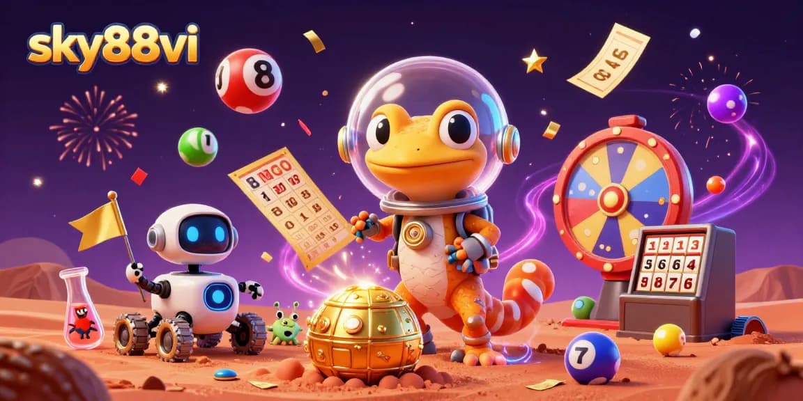 sky88vi brings excitement to gambling with a 3D Martian gecko discovering a golden casino.