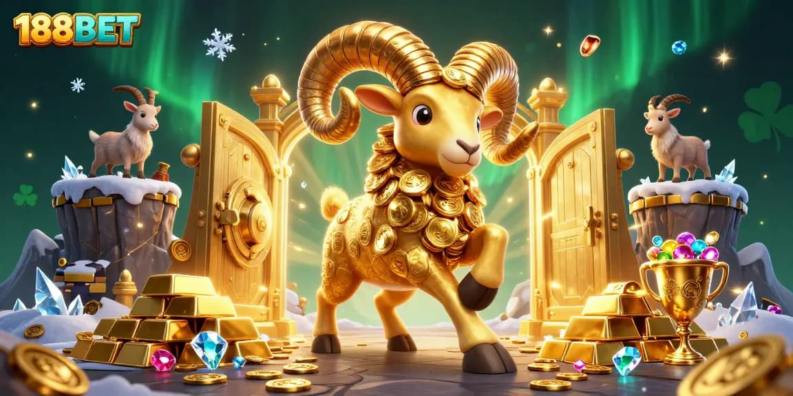 Engage with the exciting world of 188BET as a golden ram symbolically charges through riches and treasures.