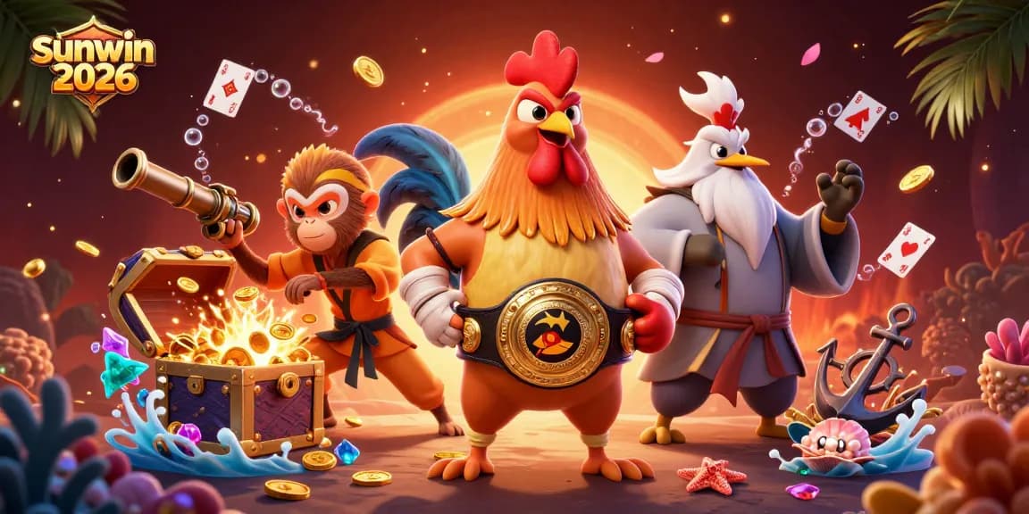 Experience the excitement of sunwin 2026 with dynamic casino characters and gold treasures.