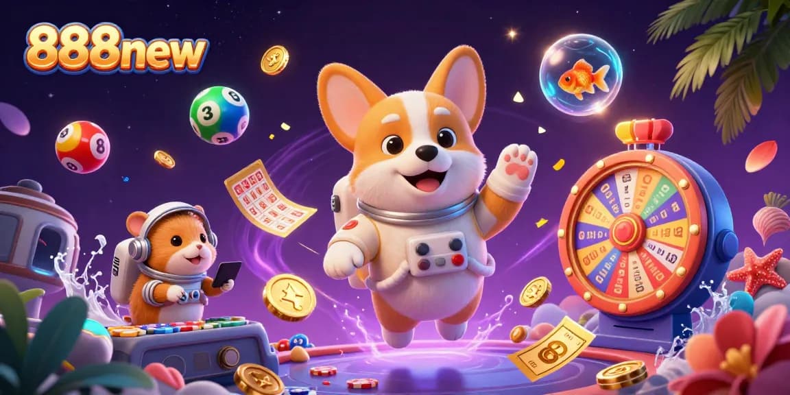 Experience thrilling wins at 888new with exciting casino adventures in this dynamic illustration.