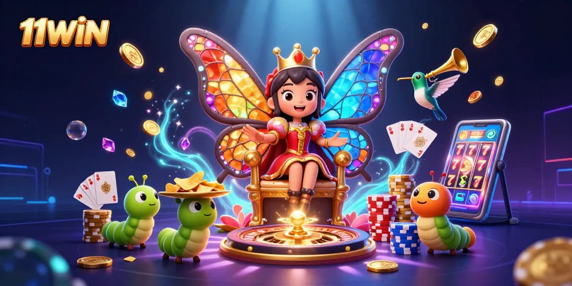 Experience excitement at 11WIN with a vibrant and engaging casino-themed illustration.