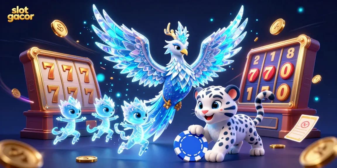 Experience slot gacor in a magical casino scene with 3D characters amidst thrilling game elements.