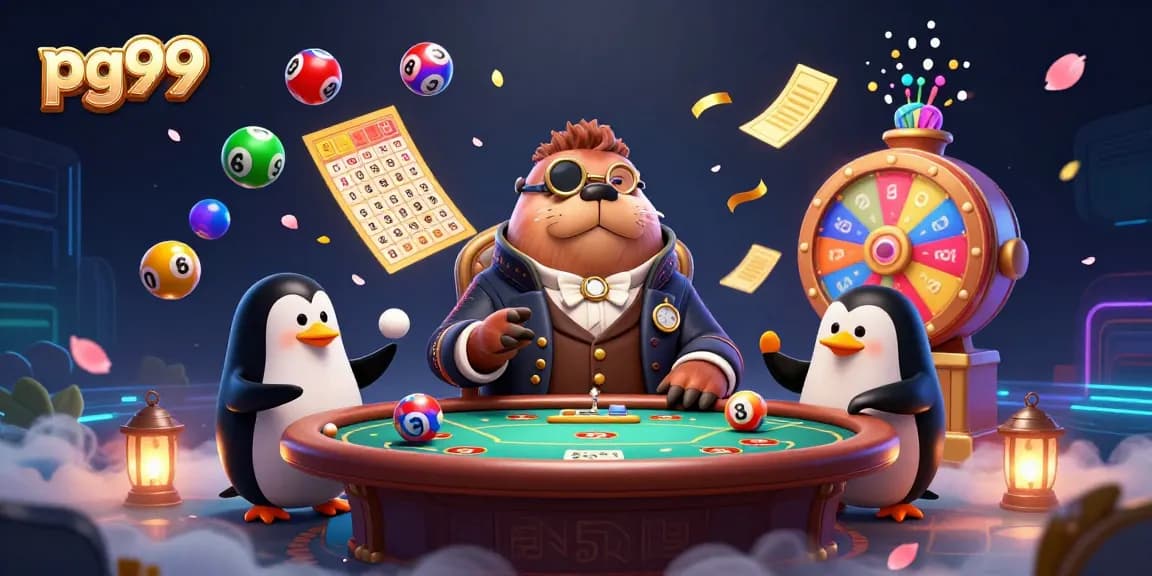 Experience excitement at pg99 with a jolly walrus, penguin dealer, and a bluffing pufferfish in a vibrant underwater poker game.