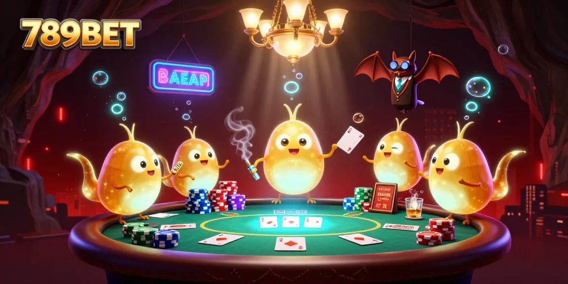 Experience 789BET with a vibrant casino atmosphere featuring bioluminescent glowworms and a bat dealer.