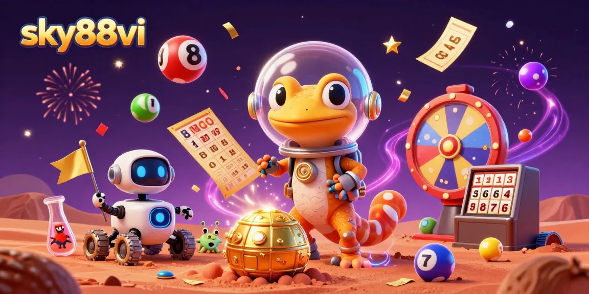 sky88vi brings excitement to gambling with a 3D Martian gecko discovering a golden casino.