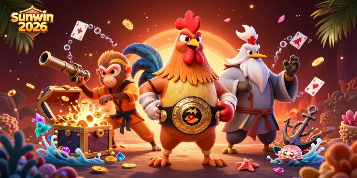 Experience the excitement of sunwin 2026 with dynamic casino characters and gold treasures.