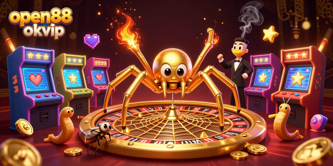 Engage with the dynamic world of open88 okvip as colorful characters spin a roulette wheel in an exciting casino scene.