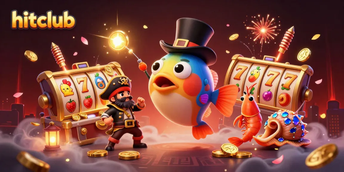 Attract golden coins with hitclub's vibrant slots and captivating characters in this casino illustration.