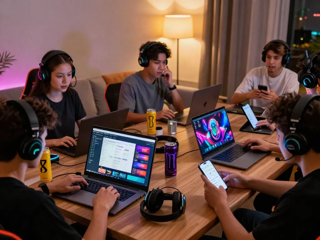 Players enjoying various games on Gem88 platform in an inviting home setting.