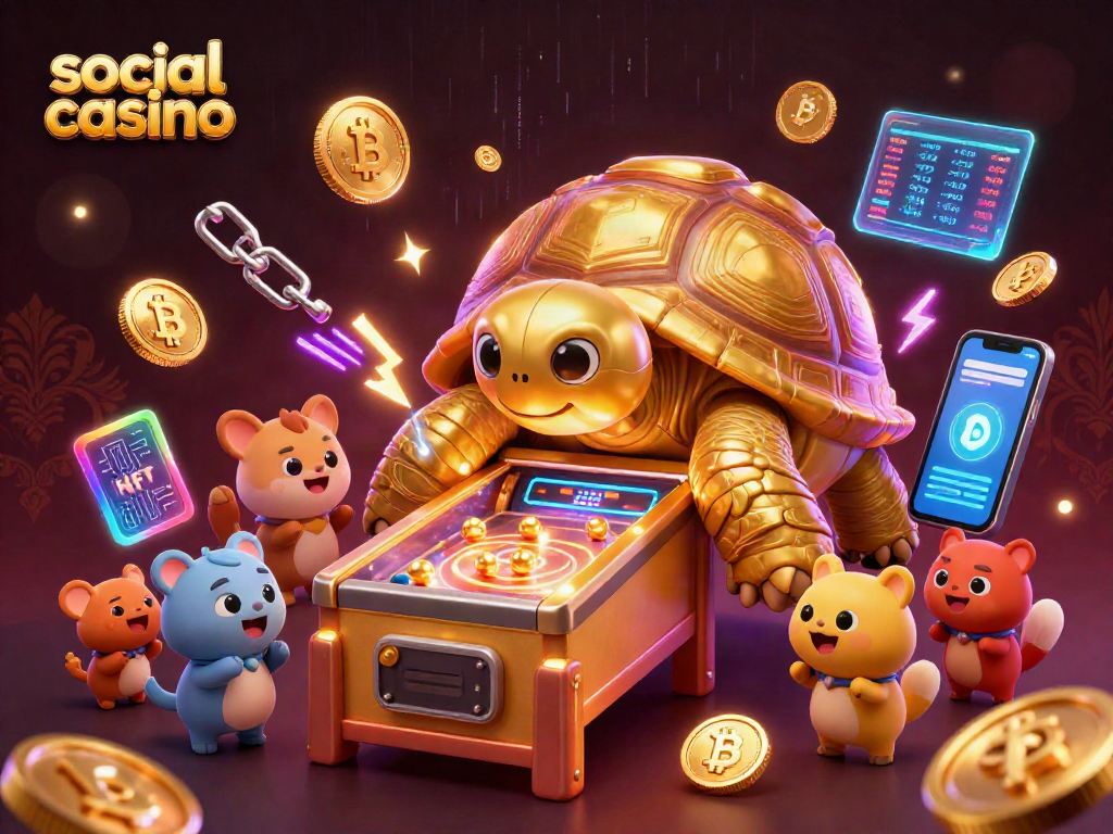 Experience high energy at the social casino with a dynamic 3D tortoise pinball game.