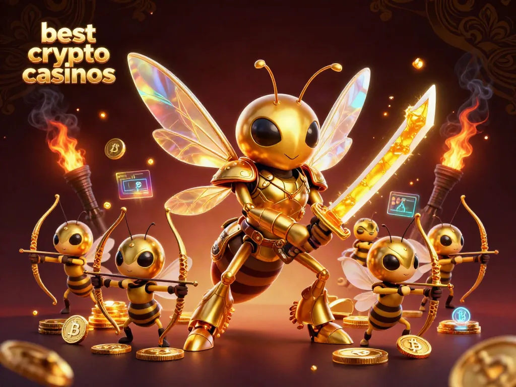 Experience the excitement of the best crypto casinos with vibrant characters and blockchain elements.