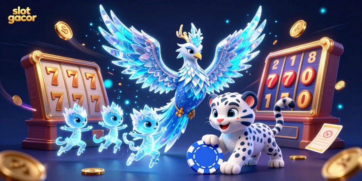 Experience slot gacor in a magical casino scene with 3D characters amidst thrilling game elements.