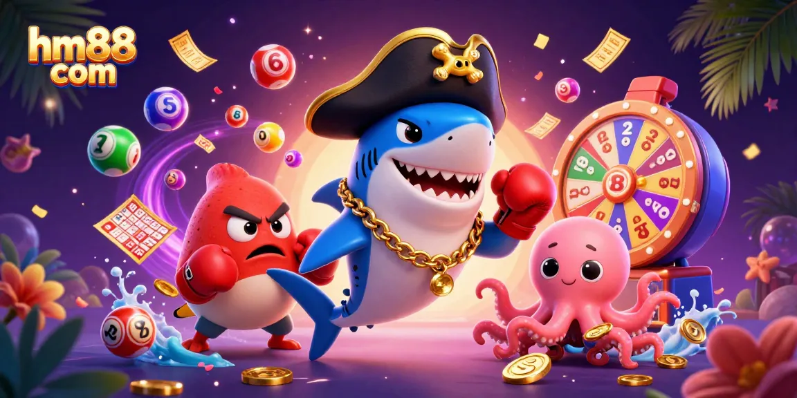 Experience thrilling gameplay at hm88 com with vibrant characters and dynamic lottery elements in a detailed 3D scene.