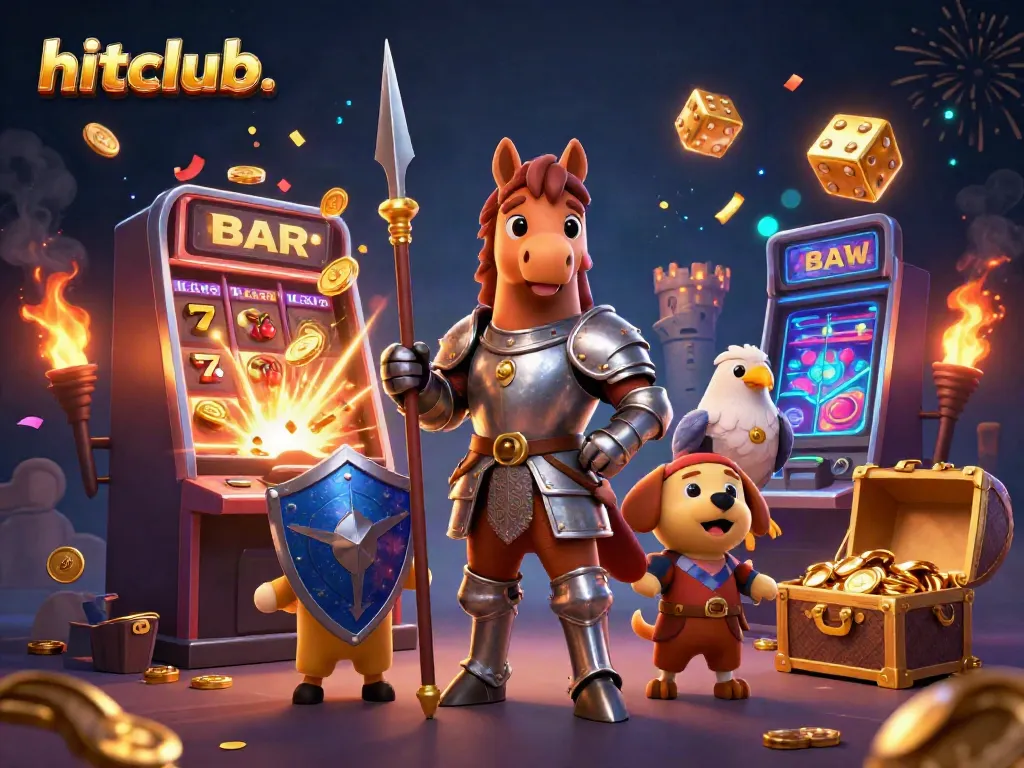 Spin jackpots with hitclub. in this vibrant 3D casino scene filled with action.