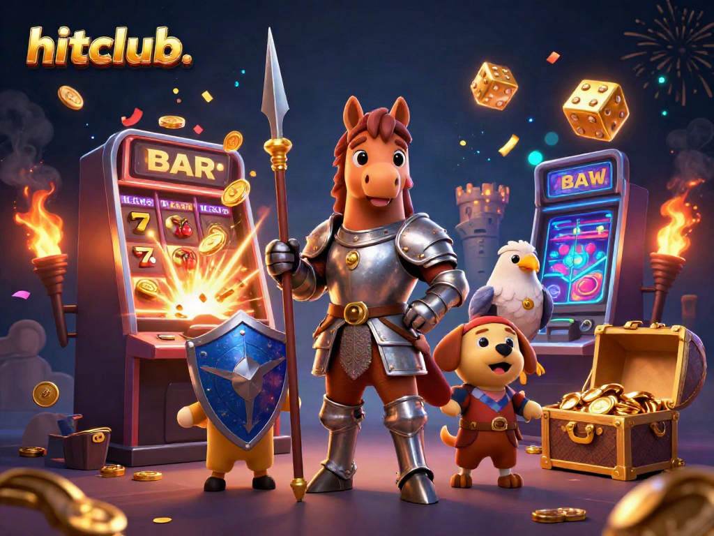 Spin jackpots with hitclub. in this vibrant 3D casino scene filled with action.